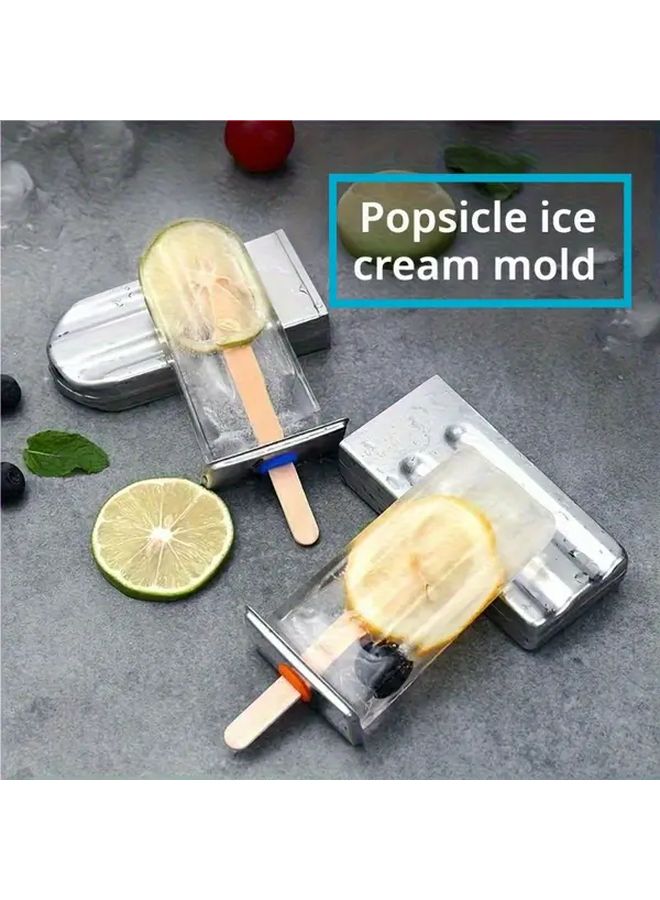 6 Piece Square Stainless Steel Ice Cream Mold Set With Stand For Homemade Ice Cream - Image 1